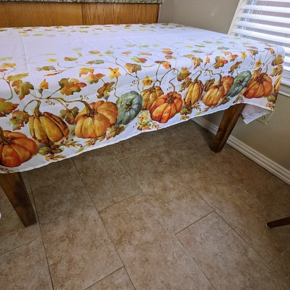 Pumpkin Patch Fall Leaves Rectangle Tablecloth 60